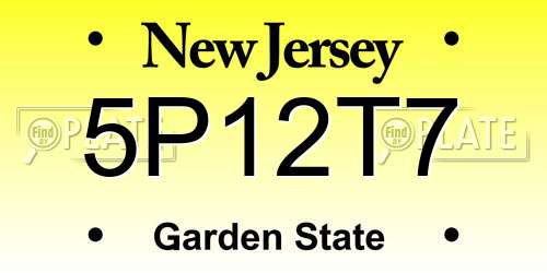 5P12T7 New Jersey License Plate