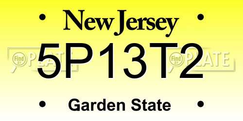 5P13T2 New Jersey License Plate