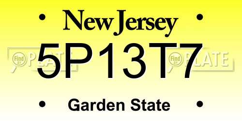 5P13T7 New Jersey License Plate