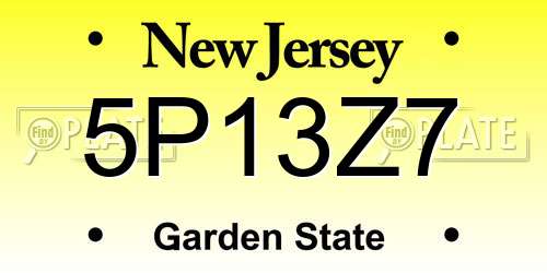 5P13Z7 New Jersey License Plate