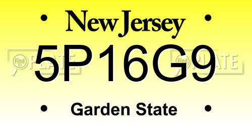 5P16G9 New Jersey License Plate