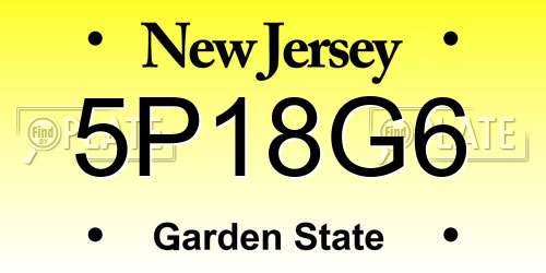 5P18G6 New Jersey License Plate