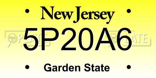 5P20A6 New Jersey License Plate