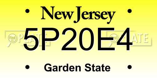 5P20E4 New Jersey License Plate