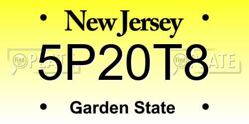 5P20T8 New Jersey License Plate