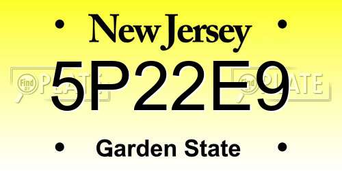 5P22E9 New Jersey License Plate