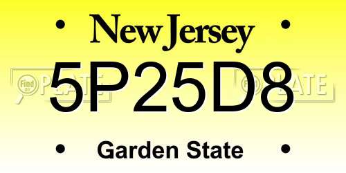 5P25D8 New Jersey License Plate