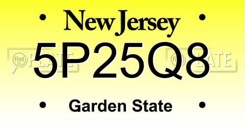 5P25Q8 New Jersey License Plate