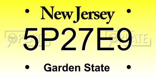 5P27E9 New Jersey License Plate