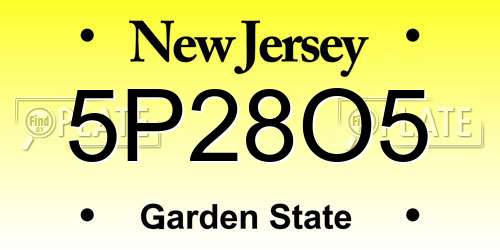 5P28O5 New Jersey License Plate