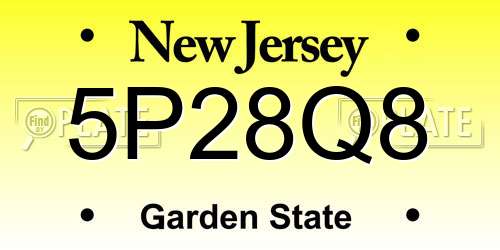 5P28Q8 New Jersey License Plate