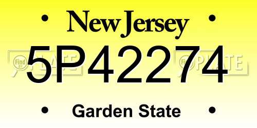 5P42274 New Jersey License Plate