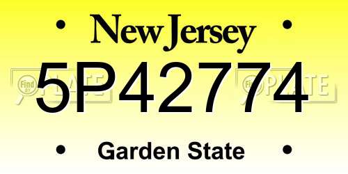 5P42774 New Jersey License Plate