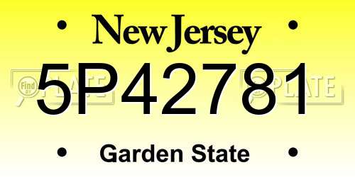 5P42781 New Jersey License Plate