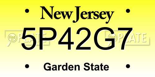 5P42G7 New Jersey License Plate