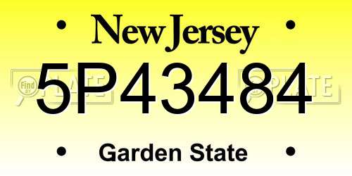 5P43484 New Jersey License Plate