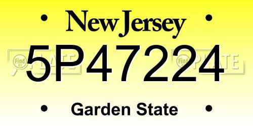 5P47224 New Jersey License Plate