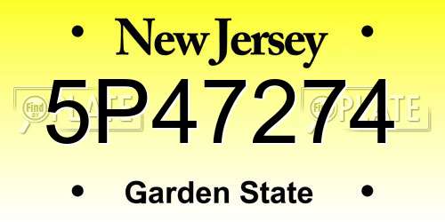 5P47274 New Jersey License Plate