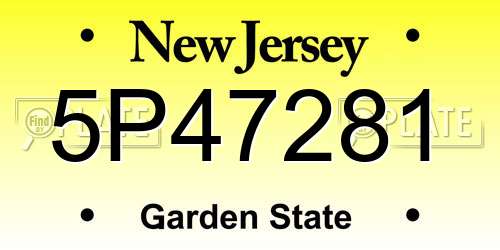 5P47281 New Jersey License Plate