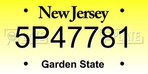5P47781 New Jersey License Plate