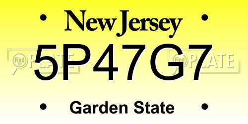 5P47G7 New Jersey License Plate