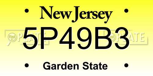 5P49B3 New Jersey License Plate