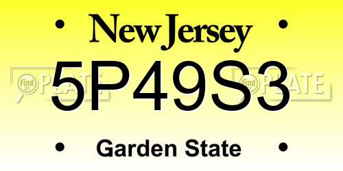 5P49S3 New Jersey License Plate