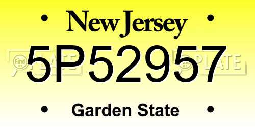 5P52957 New Jersey License Plate