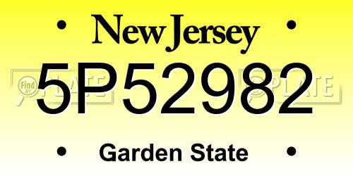 5P52982 New Jersey License Plate