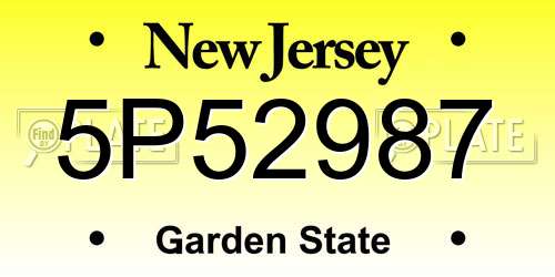 5P52987 New Jersey License Plate
