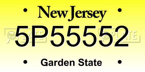 5P55552 New Jersey License Plate