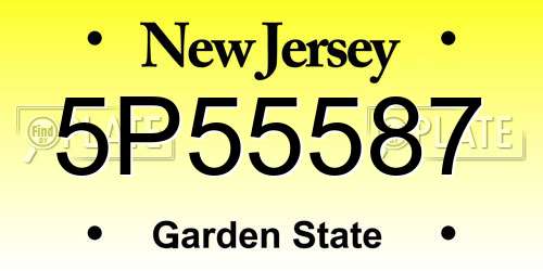 5P55587 New Jersey License Plate