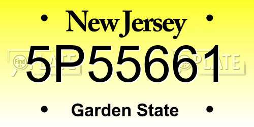 5P55661 New Jersey License Plate