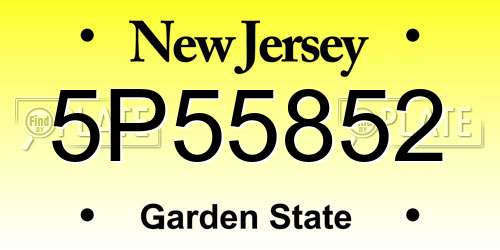 5P55852 New Jersey License Plate