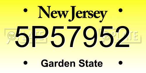 5P57952 New Jersey License Plate