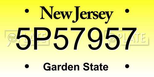 5P57957 New Jersey License Plate