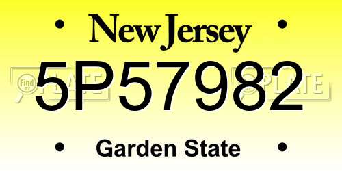 5P57982 New Jersey License Plate