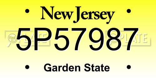 5P57987 New Jersey License Plate