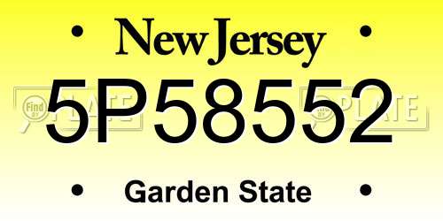 5P58552 New Jersey License Plate