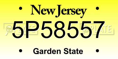 5P58557 New Jersey License Plate