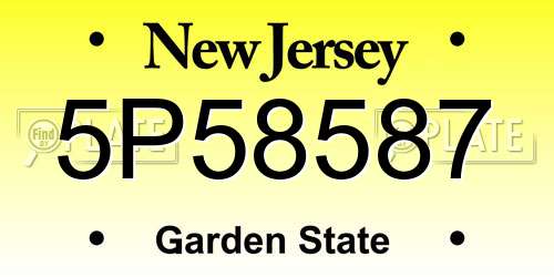 5P58587 New Jersey License Plate