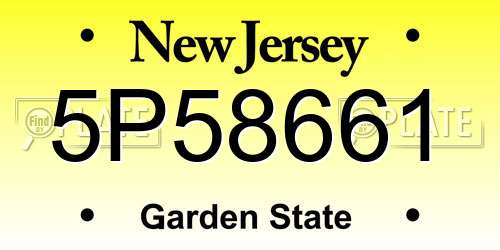 5P58661 New Jersey License Plate