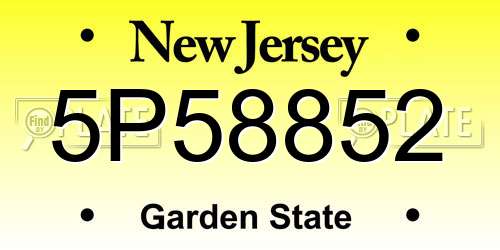 5P58852 New Jersey License Plate