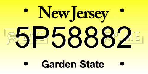 5P58882 New Jersey License Plate