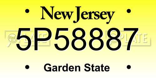 5P58887 New Jersey License Plate