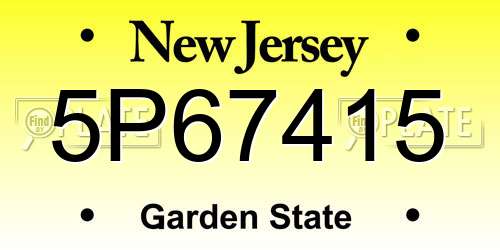5P67415 New Jersey License Plate