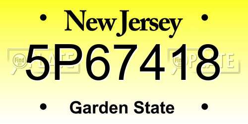 5P67418 New Jersey License Plate