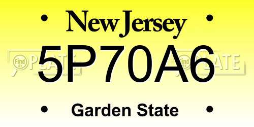 5P70A6 New Jersey License Plate
