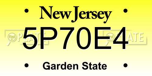 5P70E4 New Jersey License Plate