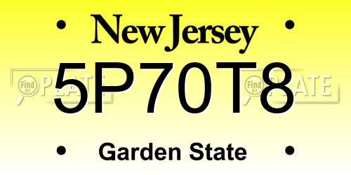 5P70T8 New Jersey License Plate